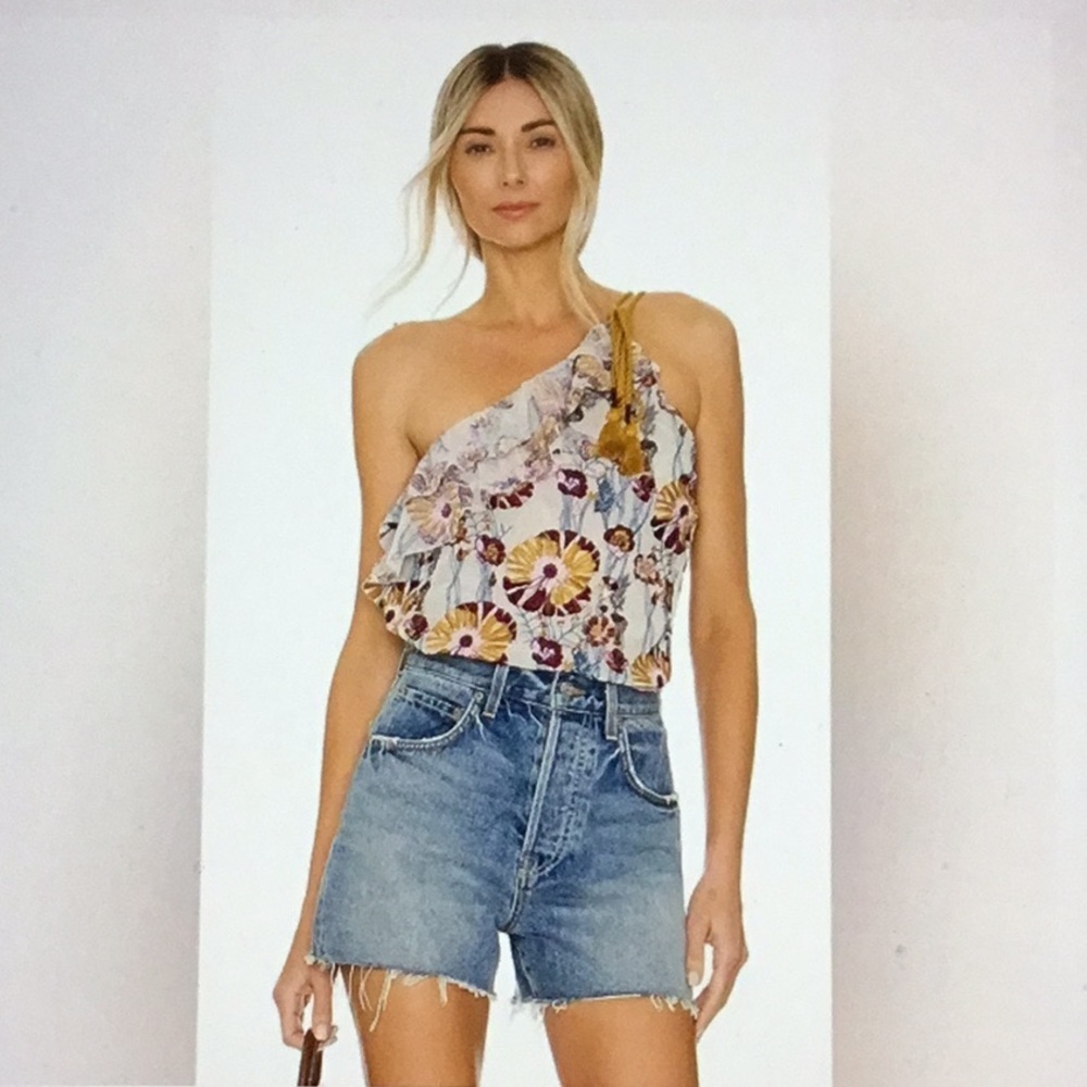 FREE PEOPLE Intimately Day Date Boho Floral Embroidered Ruffle Fishnet Bodysuit